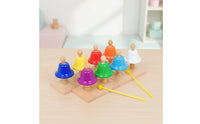 8 Pieces Early Learning 8 Note Hand Bell Set Easy to Play Hand Bells Set Rounded Edges Colorful Desk Bells Wooden Base for Preschoolers, Toddlers, Classroom