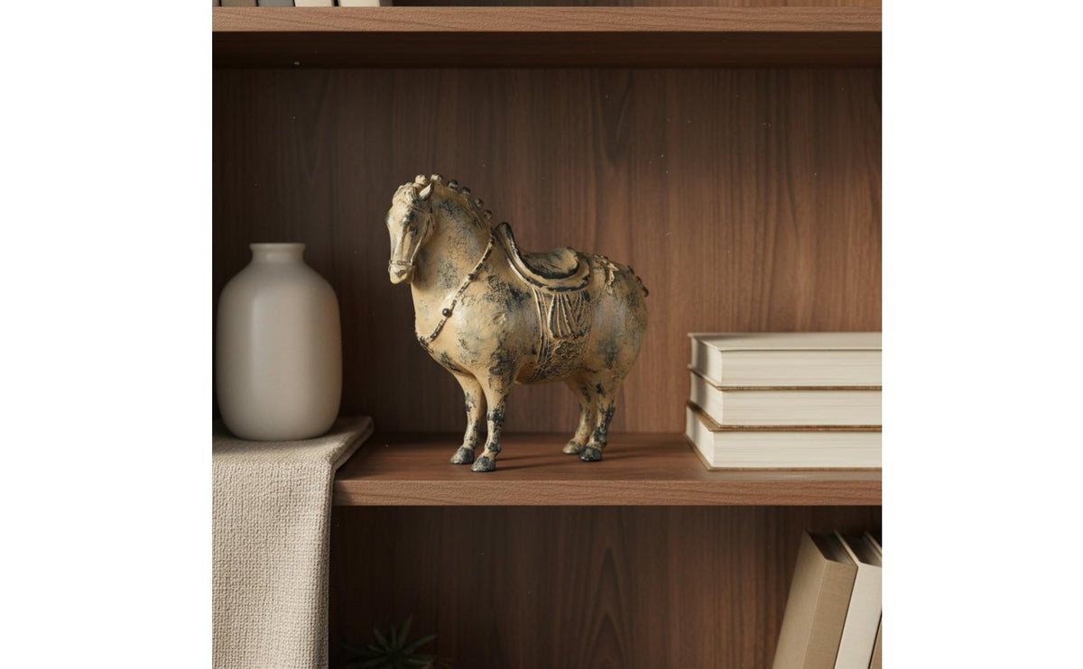 Vintage Horse Sculpture Textured Finish Resin Horse Figurine Home Decor for Study