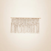 Cotton Woven Curtain with Rod Leaf Pattern Macrame Curtain Fringe Macrame Panel Decorative for Doorway