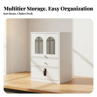 Combination Lock 3-Tier Desk Locker Space Saving Multi-Compartment Organizer Large Capacity Desktop Organizer Long-Lasting for Students, Teenagers, Office Workers, Dorm Room, Bedroom, Countertop, Kitchen