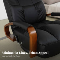 Foldable Design Swivel Recliner Floor Chair with Armrests Japanese Design Adjustable Swivel Armchair Padded Cushion Lounge Seat Thick Padding for Students, Readers, Tatami Room, Bedroom, Home Office, Reading Nook