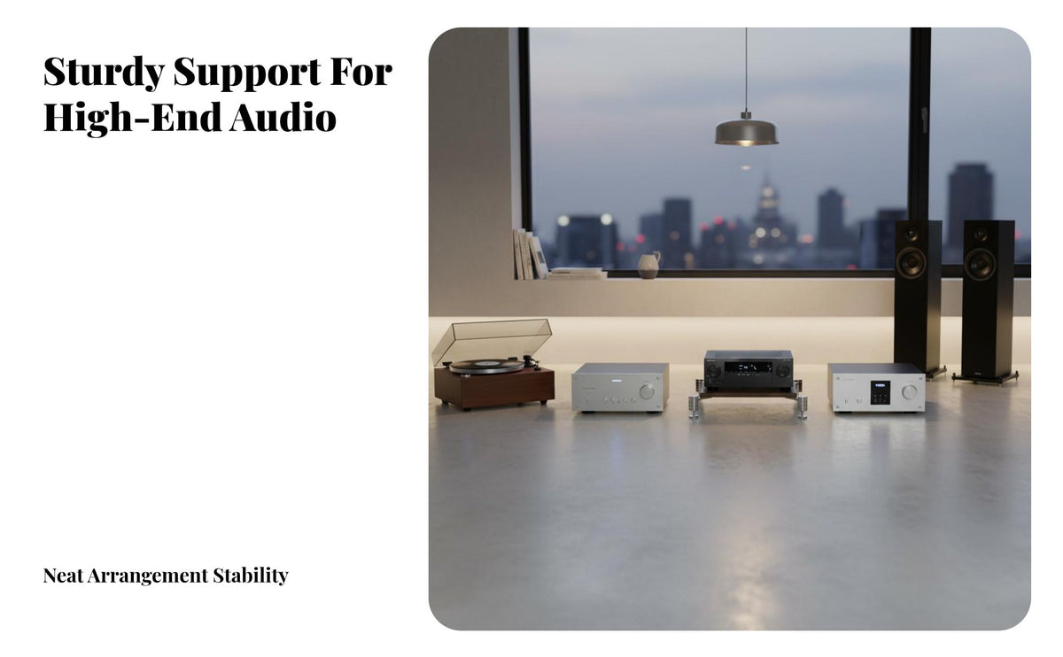Shock-Absorbing Design High-Fidelity Equipment Rack Heavy Duty Construction Vibration Isolation Stand Adjustable Feet Amplifier Cabinet Stainless Steel Legs for Audiophiles, Home Theater Enthusiasts, Listening Room