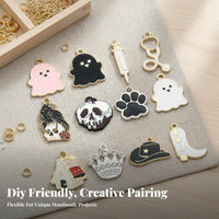 Alloy Flow Oil Trinket Long-Lasting Metal Halloween Trinket Gothic Skull Charms Detailed Design Halloween Craft Charms