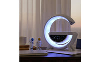 LED Alarm Clock with Speaker Birthday Gift Modern Bedside Timepiece Lamp Dimmable Multifunctional Desk Lamp for Teens, Kids, Bedroom, Dorm Room