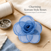 Handmade Korean Style Ribbon Rose Flower Applique for DIY Hair Accessories and Brooches