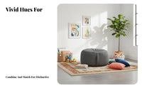 Minimalist Design Upholstered Round Pouf Soft material Cover Upholstered Round Ottoman Multi-Functional Small Stool space-efficient Size for Apartment Dwellers, homeowners, Children, Living Room, Balcony, Bedroom, Entryway