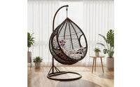 Hanging Basket Chair Freestanding Swing Chair with Stand Woven Furniture for Adults, Readers, Balcony, Living Room, Bedroom