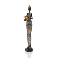 African Woman Figurine Cultural African Woman Statue Slender Figurine with Bowl for Living Room