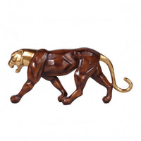 Woodgrain Big Feline Sculpture Polished Finish Wood Feline Statue Decorative Room Decoration Modern Minimalism for Tabletop