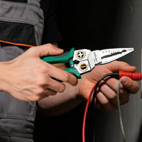 Audible Buzzer Notify Voltage Detecting Pliers Stainless Steel Electrician's Combination Tool Coil-Loaded Wire Cutter and Crimper for Electricians