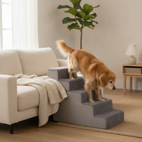 Foldable Pet Stair Washable Pet Steps with Soft Cover Non-Slip Dog Ramp with Foam for Small Dogs, Injured Pets, Bedside, Sofa