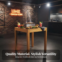 Solid Wood Rustic Wooden Table and Stool Combo Sturdy Construction Commercial Furniture Natural Grain Dining Set Industrial Design for Restaurant Owners, Homeowners, Renters, Pasta Shop, Snack Bar, Cafeteria, Breakfast Nook