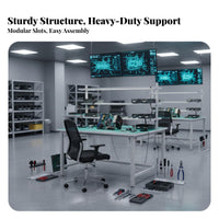 Reinforced Steel Frame Anti-Static Workbench Multipurpose Heavy Duty Assembly Table Easy to Assemble Packing Station Table for Laboratory Personnel, Factory Workers, Warehouse Personnel, Workshop