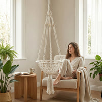Cat Lounger with Macrame Basket Handmade Cat Lounger Furniture Boho Cozy for Cats, Apartments, Window