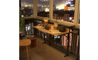 Foldable Balcony Bar Table Adjustable Railing-Mounted Table with Wood Tabletop Furniture Space-Saving Sturdy