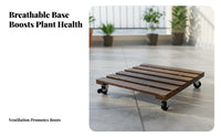 Square Wooden Plant Stand with Wheels Versatile Square Planter Trolley Sturdy Duty Plant Wheeled Base Anti for Patio