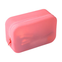 Semi-Transparent Silicone Cosmetic Bag Water-Resistant Silicone Makeup Pouch Lightweight Cosmetic Bag with Zipper Compact for Purse Organization