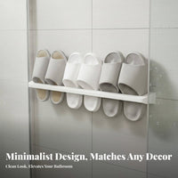 Drillno-Drill Installation Adhesive Slipper Holder Water Draining Bathroom Accessory Strong Adhesion Shoe Organizer Space-Saving for Apartment Dwellers, Homeowners, Families, Restroom, Behind the Door, Entryway, Closet