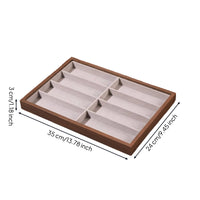 Eyeglasses Display Tray Wood-Grain Display Tray with 8 Compartments Sunglasses Organizer Soft Lined for Collectors, Dresser