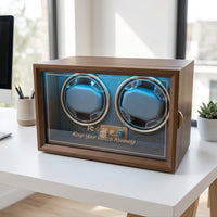 Wooden Automatic Watch Winder Quiet Two-Watch Watch Winder Compact Box Transparent for Office