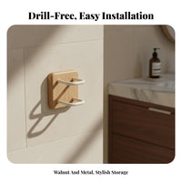 Wall Mounted Comb Holder Punch Walnut Comb Storage Rack No Required Wall Mounted Hair Tool Organizer for Hairstylists, Renters, Washroom