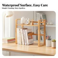 2-Tier Book Rack Large Capacity 2-Tier Tabletop Rack Easy Assembly for Students