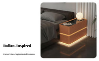 Light Luxury Design Round Smart End Table Multi-Functional Home Furnishing Wireless Charging Nightstand With Storage Drawer for Apartment Dwellers, electronic aficionados, Living Room, Small Spaces, Bedroom, Entryway