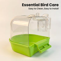 Bird Bath Cage Supplies Parrot Bath Tub Shower, Hanging Bathtub for Pet Bird Enrichment, Transparent Panoramic Bird Bath Cage