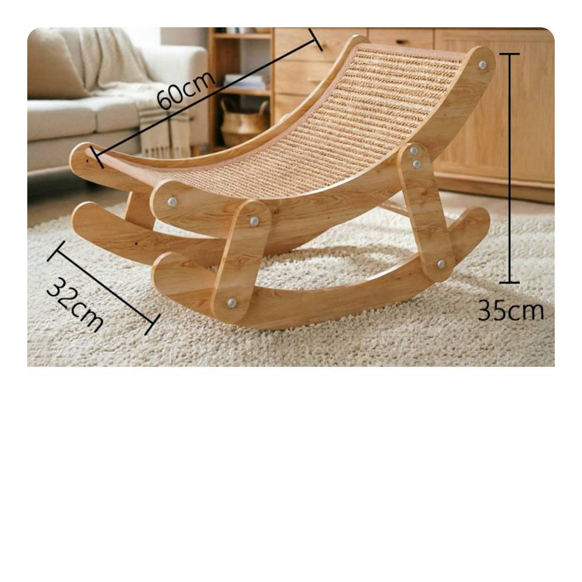 Sturdy Wood Frame Sisal Feline Scratch Board 2 in 1 Design Wooden Feline Scratcher
