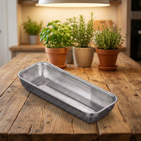 Stainless Steel Chopsticks Holder with 2 Compartments, Perforated Basket, Dense Hole Kitchen Organizer, Hanging or Freestanding 304 Utensil Rack