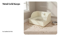 Hare Litter Box Spray Guard High-Rear Pet Toilet Square Pet Toilet with Grate Spill Resistant Guinea Pig Potty Guide