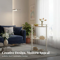 Light Luxury Design Sofa Side End Table Space-Saving Mobile Side Table with Storage Versatile Rolling Storage Cart Sturdy Metal Frame for Apartment Dwellers, Office Workers, Living Room, Bedroom, Small Areas, Kitchen