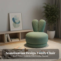 Nordic Design CreatureShaped kids' Chair Supportive Backrest rabbit Ear rotate Seat Plush Comfort children's Furniture Soft fuzzy Texture for Toddlers, Preschoolers, Parents, Playroom, Nursery, Living Room, perusing corner