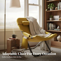 Reclining Function Foldable Recliner Sofa-Like Comfort Lounge Chair Sturdy Frame Portable Furniture Erand Gonomic for Office Workers, Homeowners, Balcony, Outdoor, Backyard, Poolside