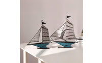 2 Pieces Metal Sailboat Figurine Decorative Tabletop Sailboat Stable Sculpture for Office