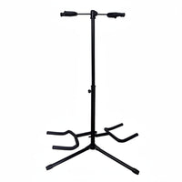 Stable Tripod Base Double Guitar Floor Stand Foldable Design Double Guitar Stand Adjustable Height Musical Instrument Accessory Padded Yokes for Guitarists, Musicians, Home Studio, Practice Room, Stage