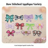 Iron-on Bow Applique Embroidered Bow Iron-on Applique Clothing Repair Craft Supplies for Crafters, Teenagers, Accessory Decoration, Notebooks