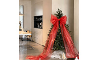 Flowing Diaphanous Bow with Drapes Oversized Christmas Tree Bow Large Decoration Elegant for Wedding, Party Backdrop