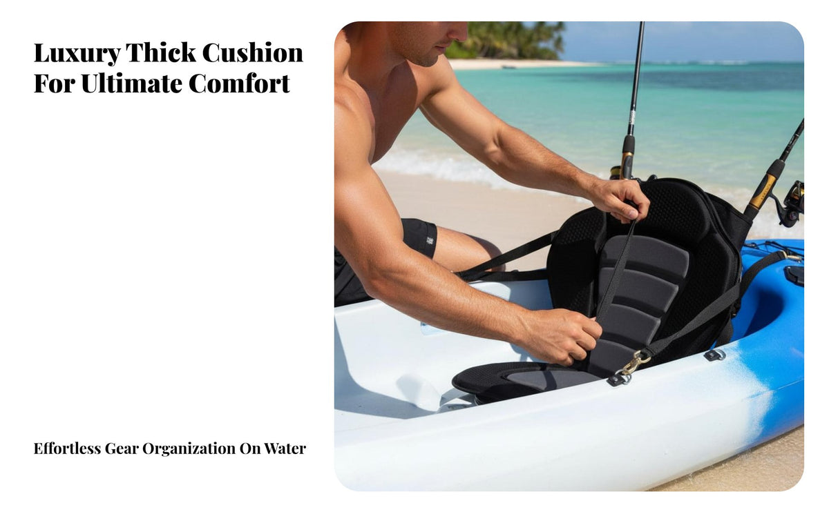 Padded Kayak Seat with Back Support Ergonomic Design Padded Kayak Seat Anti-Slip Bottom for Kayakers, Canoeists, Kayaking, Canoeing, Paddleboarding