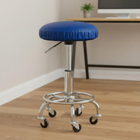 Round Stool Cover Oil-Resistant Waterproof Stool Slipcover Non-Slip PU Leather Seat Slipcover for Kitchen, Restaurant, Office