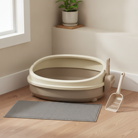 Semi-Enclosed Cat Litter Box with Scoop - Large, Anti-Splash Pet Toilet
