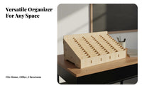 Large Capacity Classroom Phone Storage Box Wood Grain Finish Wooden Cell Phone Storage Box Space Saving for Teachers, Students, Meeting Room