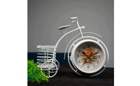 Wire Basket Cycle Clock White Table Timepiece Metal Frame Home Decor