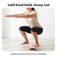 Heavy-Duty Wood Wooden Balance Board Low-Effect Exercise Square Rocker Board Floor Protection Anti-Slip Stability Platform Physical Rehabilitation for Adults, Kids, Home Gym