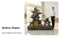 Relaxing Ambiance Feng Shui Floor Fountain Tranquil Atmosphere Large Rockery Water Fountain Mister & Humidifier Artificial Mountain Water Feature Artisan-Made for Interior Designers, Business Owners, Courtyard, Entryway, Garden, Office