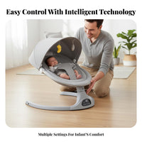 5-Point Safety Harness Electric Baby Swing Built-in Music Electric Baby Bouncer Adjustable Seat Infant Rocker Quiet Operation for Newborns, Infants (0-12 months), New Parents, Rest Time, Living Room, Home, Indoors