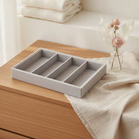 2 Pieces Stackable Eyeglasses Storage Box 4-Compartment Glasses Organizer Tray Divided Eyewear Tray Tidy for Dresser