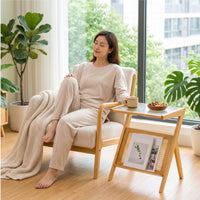 Wooden Side Table with Glass-Topped Narrow Nightstand Compact Furniture Slim for Small Apartments
