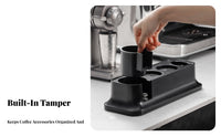 Portafilter Tamping Stand Sturdy ABS Material Espresso Tamping Station Espresso Tool Organizer Multi-Compartment Design for Cafe