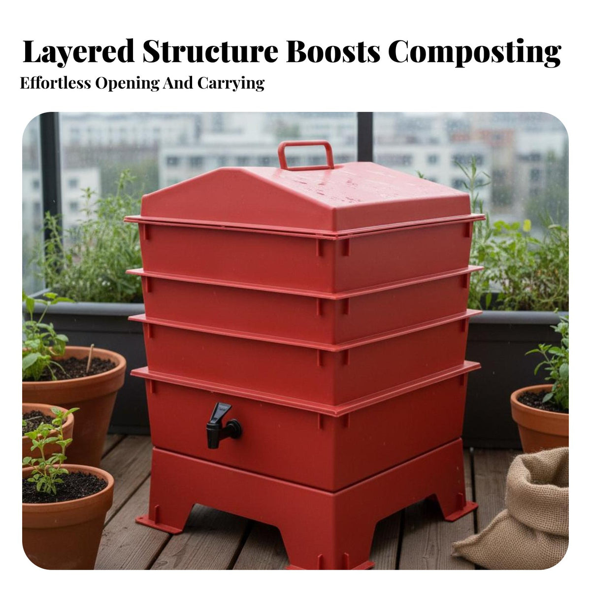Stackable Composting Creature Farm Odor Control Multi-Tier Vermicomposter Stackable Vermicomposter Drainage Tap Composting